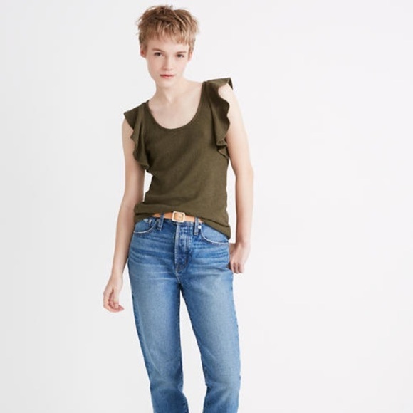 NWT Madewell Texture & Thread Ruffle Sleeve Tank - Picture 4 of 8